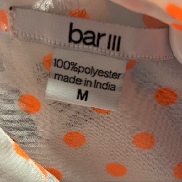 3/$15 Bar III Women's Orange Polka Dot Sleeveless semi sheer Top size M - Picture 6 of 8